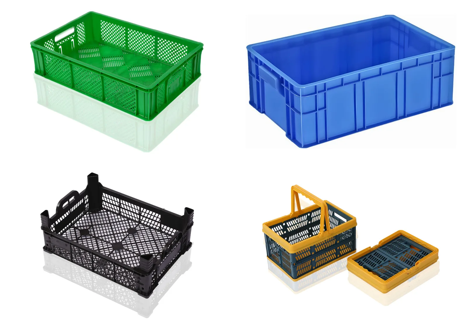 Caisses en plastique pour fruits et légumes, logistique et pliables