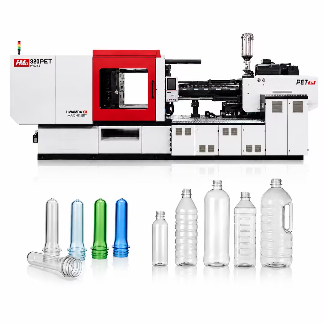 HWAMDA PET preform injection molding machine and representative preforms